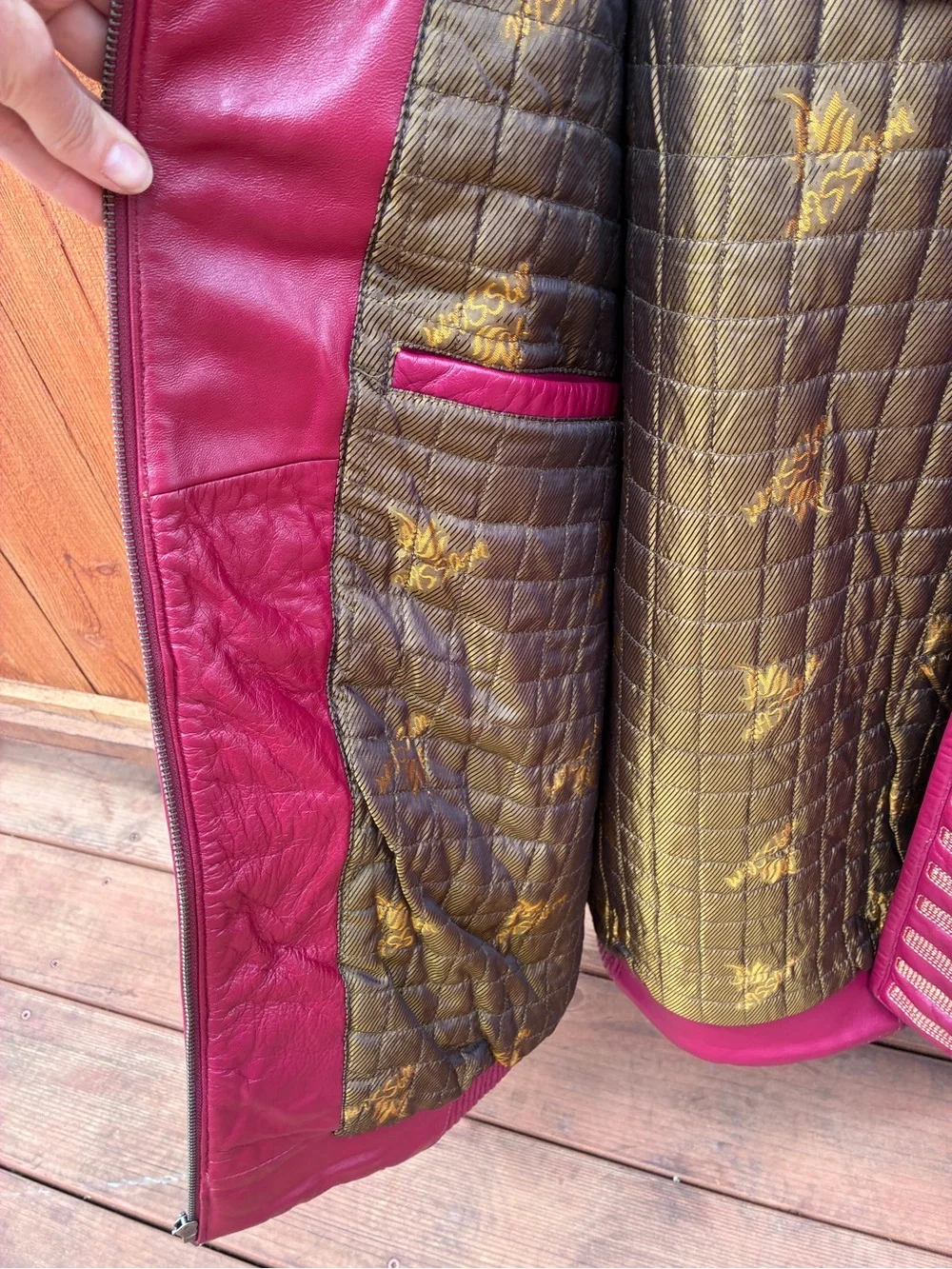 Wissam Red Leather King Tut 90s Vintage Bomber Jacker 54